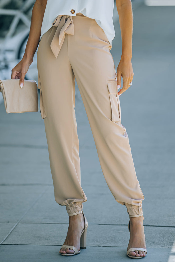 Tied High Waist Cargo Joggers - Madikfashions.com