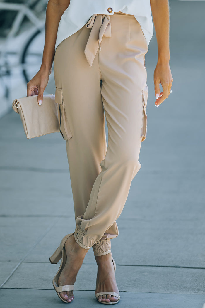 Tied High Waist Cargo Joggers - Madikfashions.com