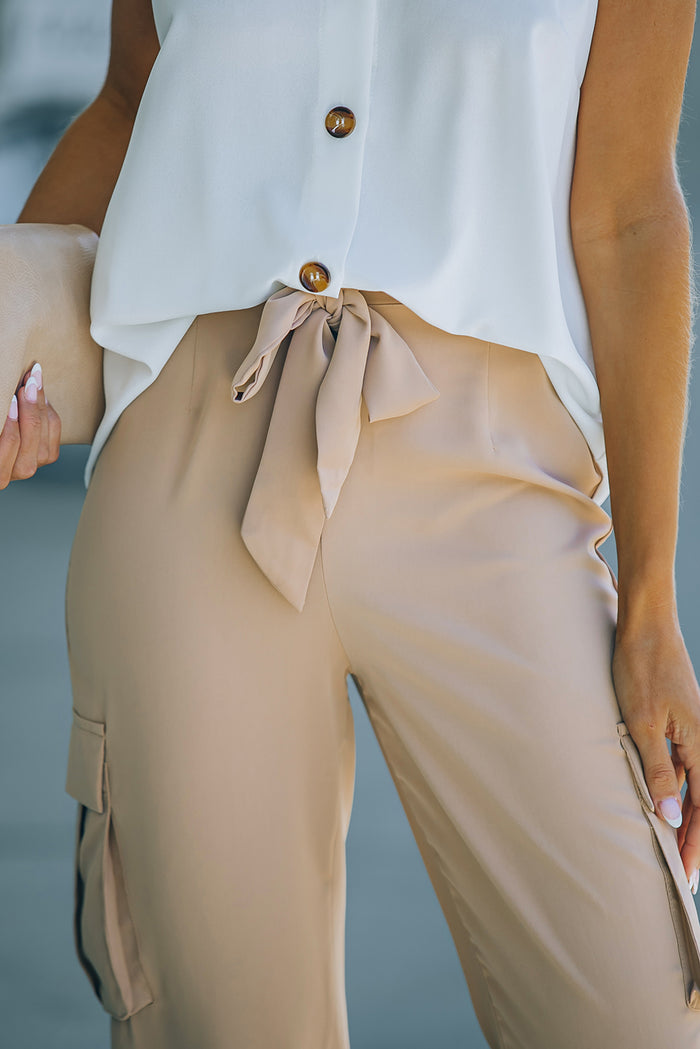 Tied High Waist Cargo Joggers - Madikfashions.com
