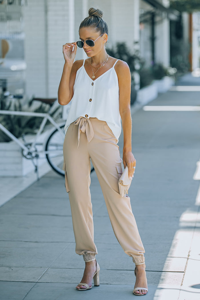 Tied High Waist Cargo Joggers - Madikfashions.com