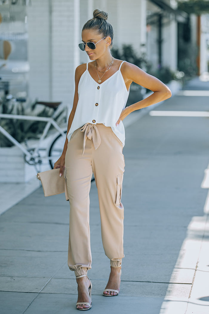 Tied High Waist Cargo Joggers - Madikfashions.com
