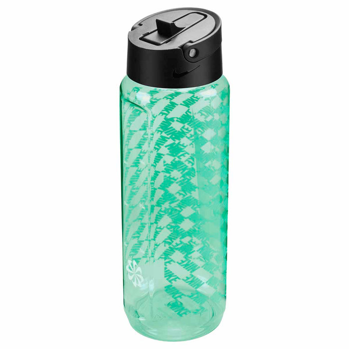 Nike TR Renew Recharge 24oz water bottle with mint foam, black, light menta, and white graphics, featuring a straw for easy drinking.
