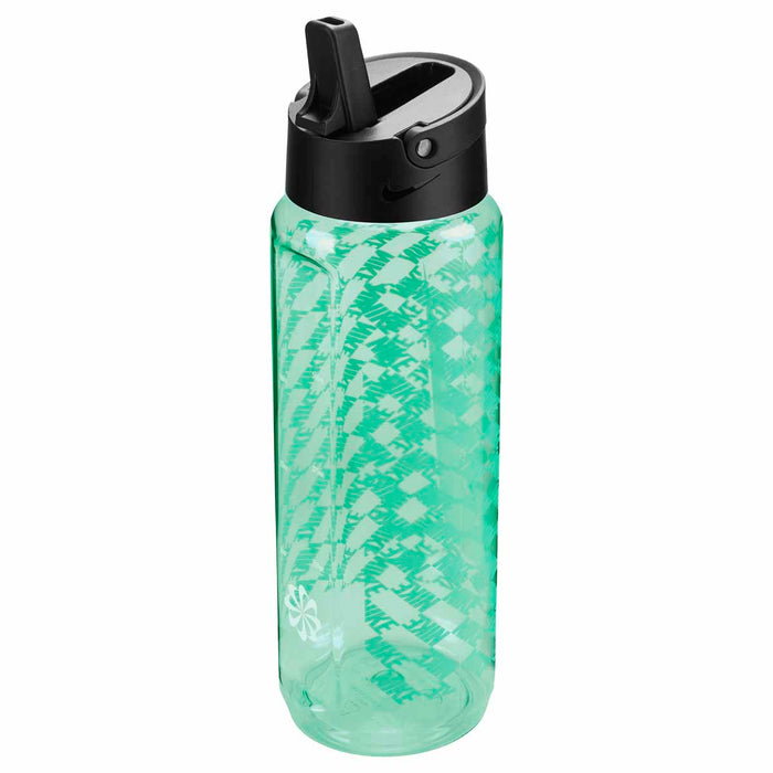 Nike TR Renew Recharge 24oz water bottle with mint foam, black, light menta, and white graphic design, featuring a straw spout.