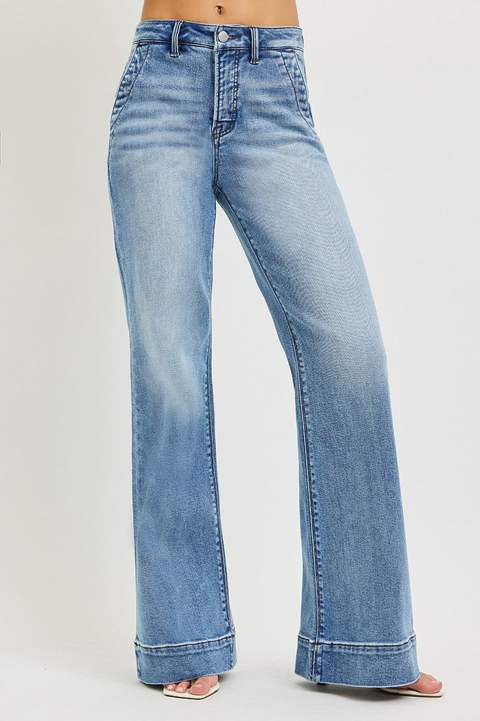Tummy Control High-Rise Wide Flare Jeans