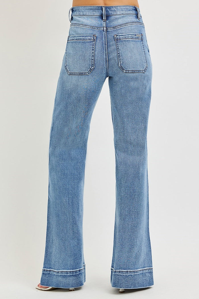 Tummy Control High-Rise Wide Flare Jeans