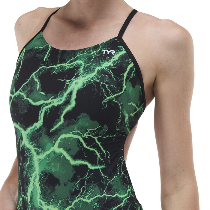 TYR Womens Arterix Cutoutfit Swimsuit - Green