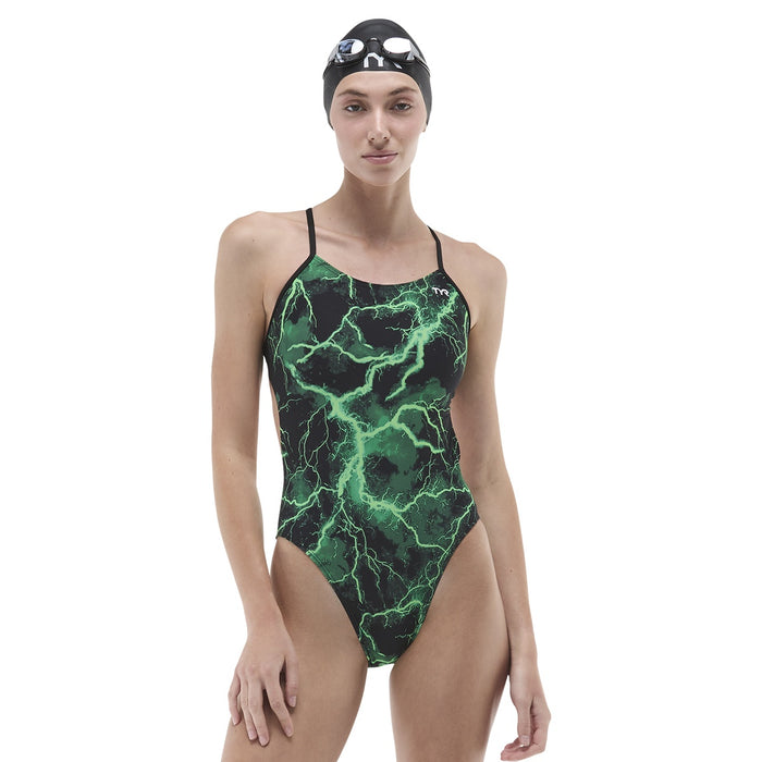 TYR Womens Arterix Cutoutfit Swimsuit - Green