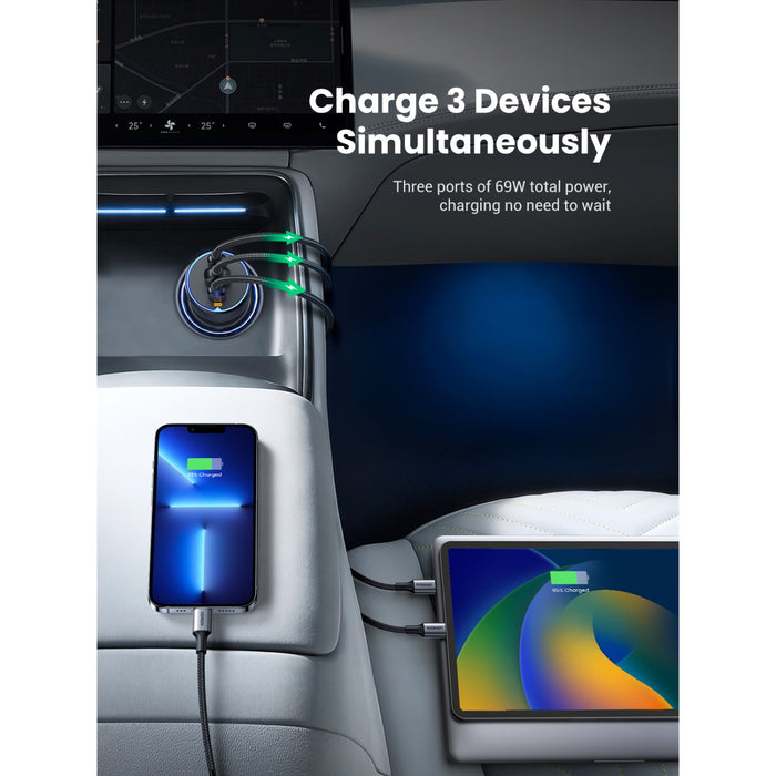 UGREEN Trio PD Car Charger 75W - Space Grey (UG-EC703-35024)
