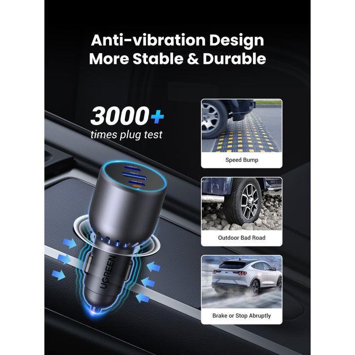 UGREEN Trio PD Car Charger 75W - Space Grey (UG-EC703-35024)