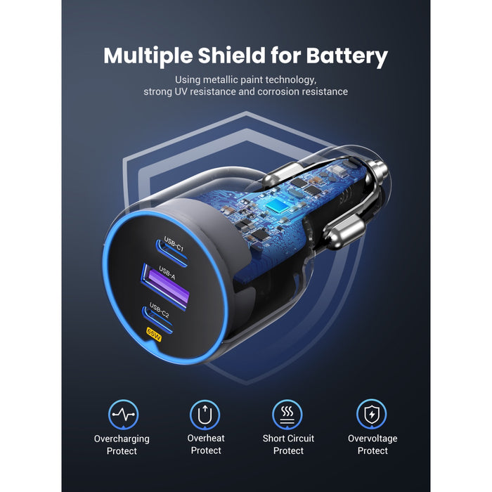UGREEN Trio PD Car Charger 75W - Space Grey (UG-EC703-35024)
