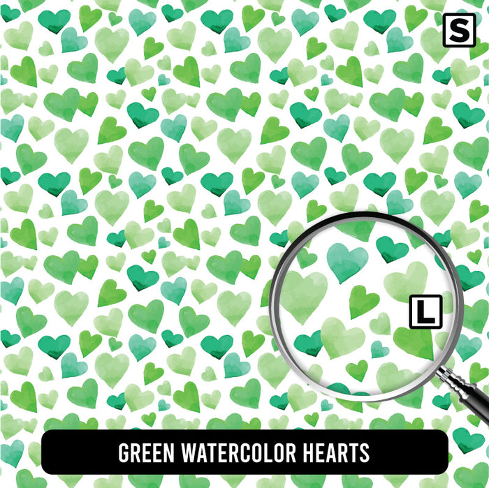 Green Watercolor Hearts