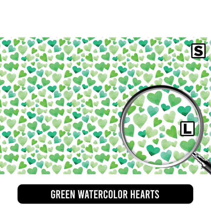 Green Watercolor Hearts