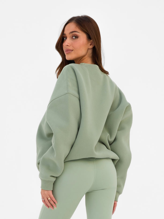 Varsity Oversized Jumper - Light Green
