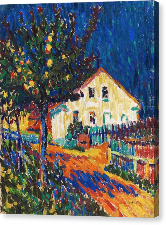 Village Street with Apple Trees - Canvas Print