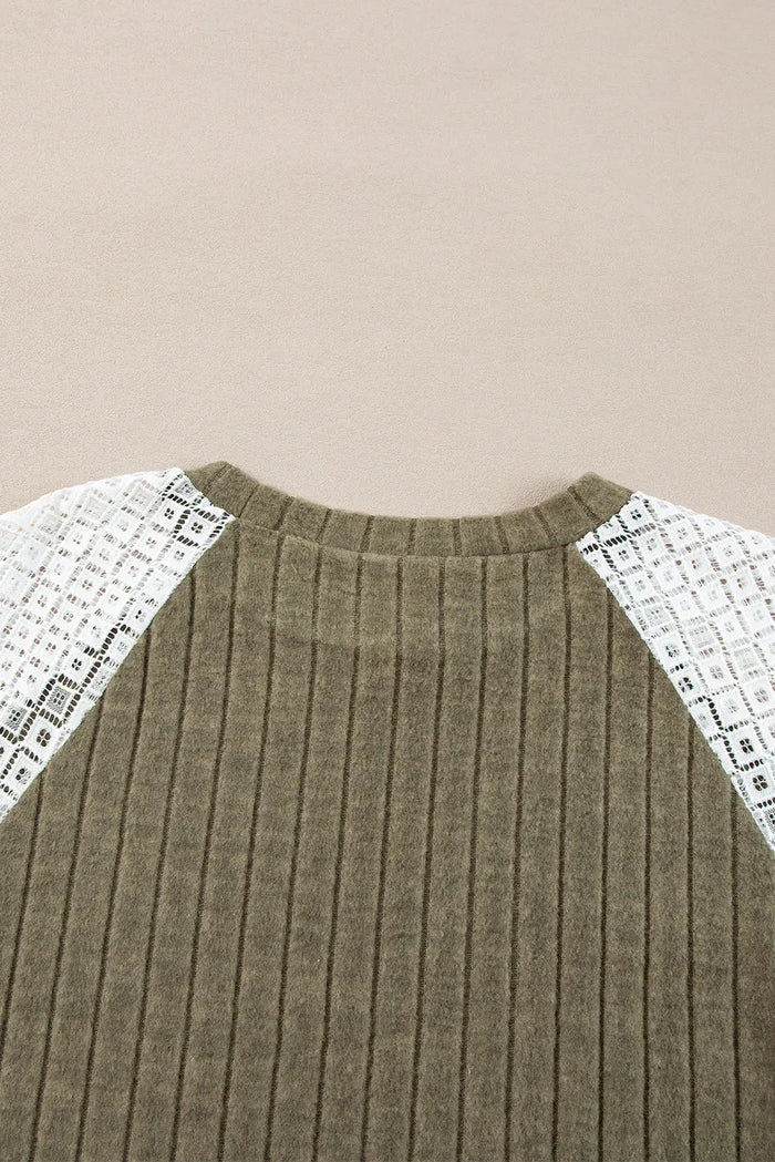 Shop Vineyard Green Plus Size Textured Floral Patchwork Raglan Sleeve Blouse at eAura