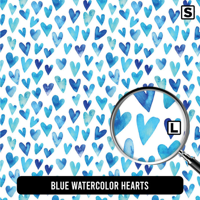 Blue Watercolor Hearts