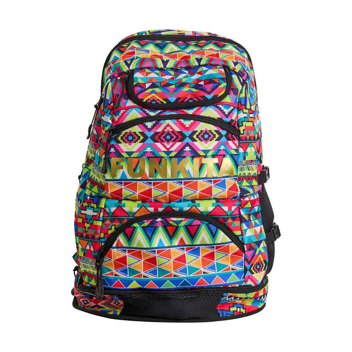 Way Funky Packed Up Elite Squad backpack in multicolor with multiple compartments and adjustable straps.