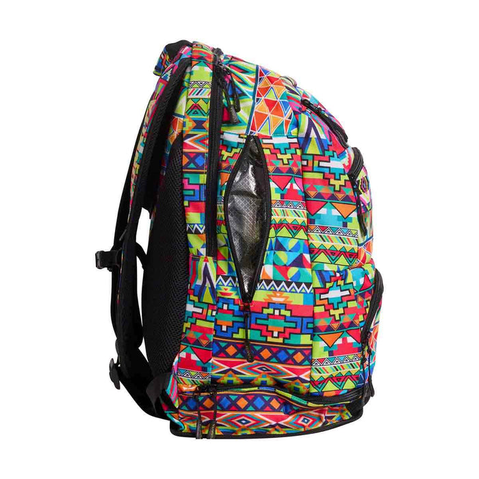 Way Funky Packed Up Elite Squad backpack in multi-color with multiple compartments and adjustable straps.