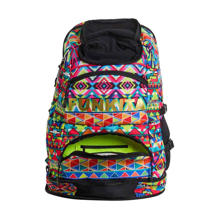 Way Funky Packed Up Elite Squad backpack in multicolor with multiple compartments and adjustable straps.