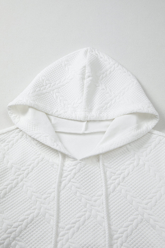White Cable Lattice Texture Hoodie - Tops/Sweatshirts & Hoodies