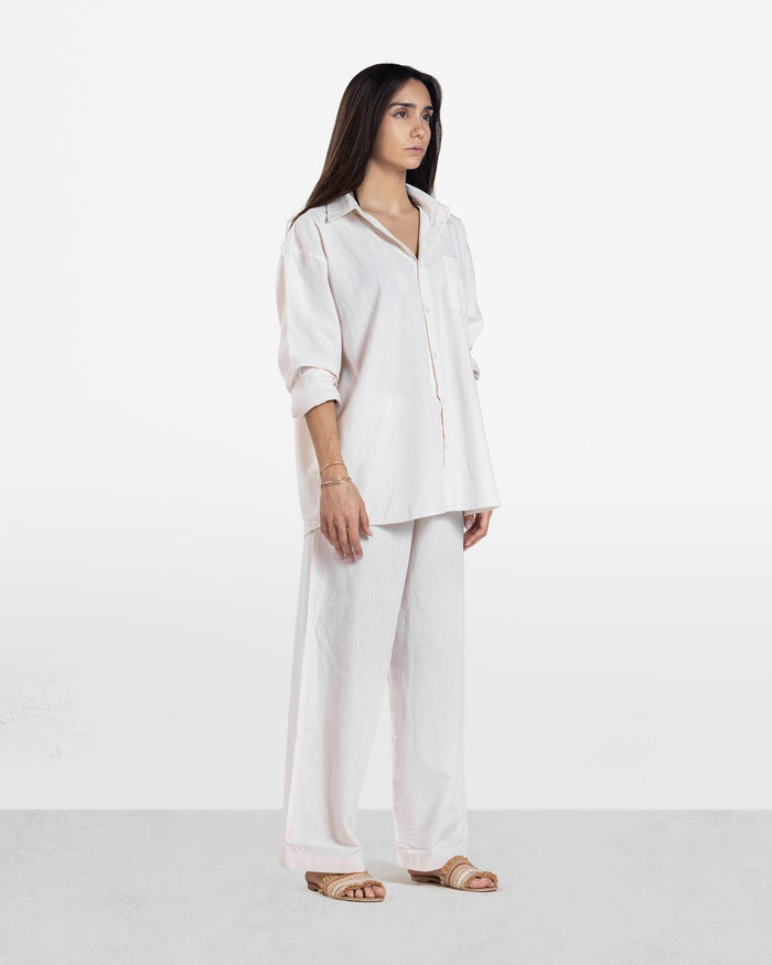 WIDE LEG LINEN PANTS BEIGE 2
