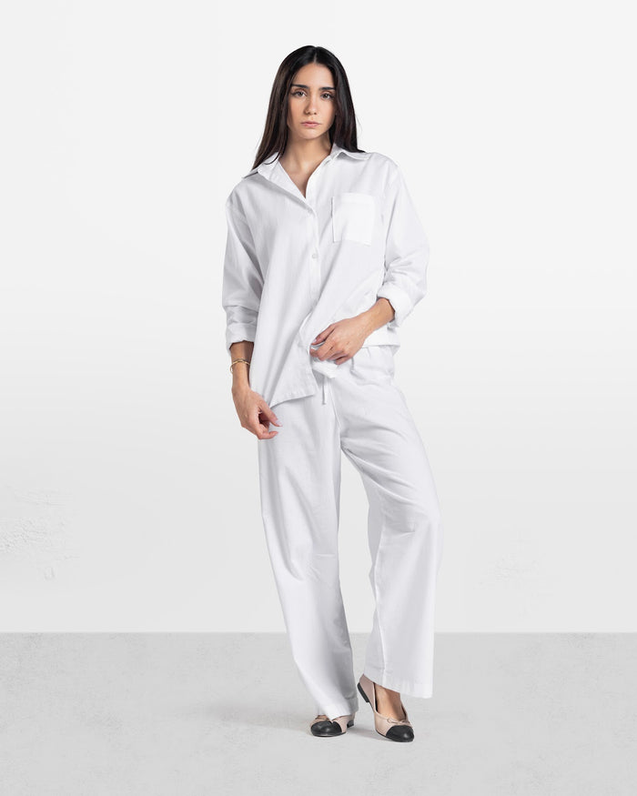WIDE LEG LINEN PANTS WHITE 1