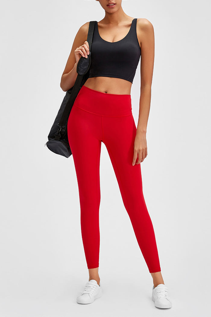 Wide Seamless Band Waist Sports Leggings - Madikfashions.com