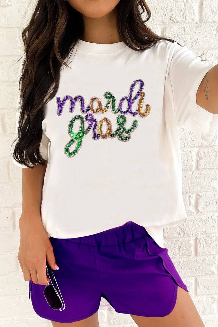 Wisteria Sequin mardi gras Graphic Shirt - Graphic/Graphic Tees