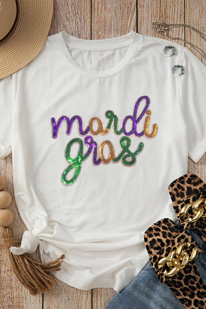Wisteria Sequin mardi gras Graphic Shirt - Graphic/Graphic Tees