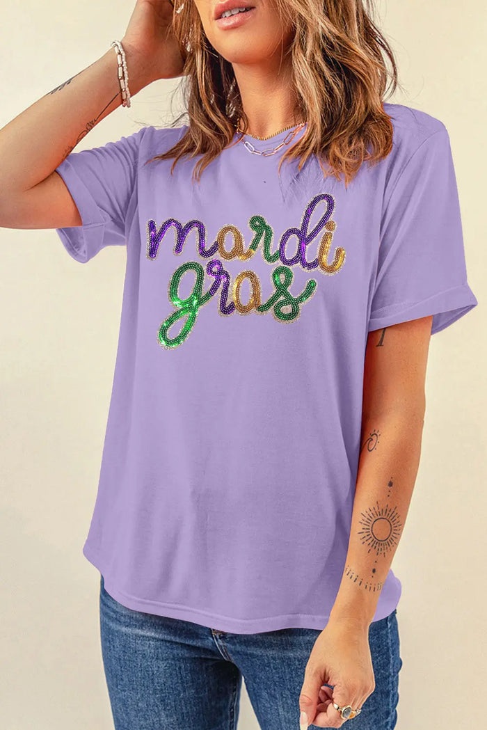 Wisteria Sequin mardi gras Graphic Shirt - Graphic/Graphic Tees