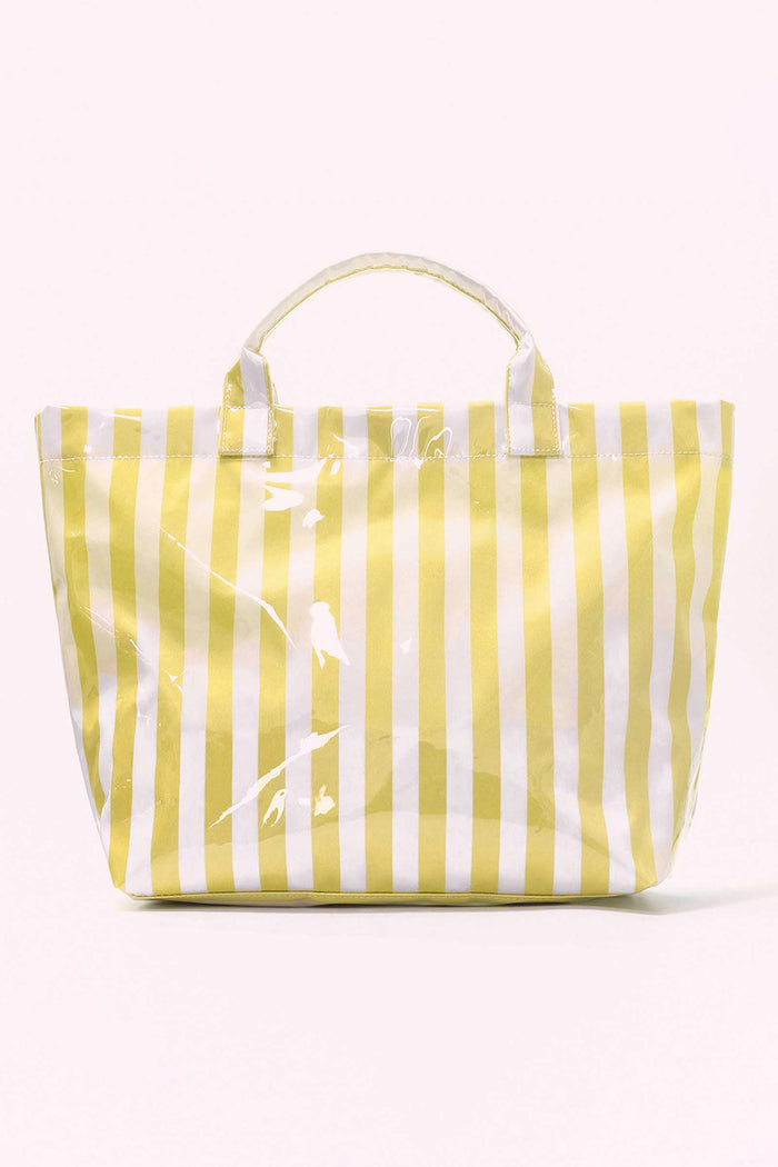 Yellow Striped Waterproof Large Tote Bag
