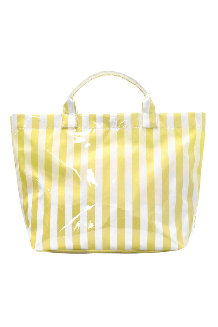 Yellow Striped Waterproof Large Tote Bag