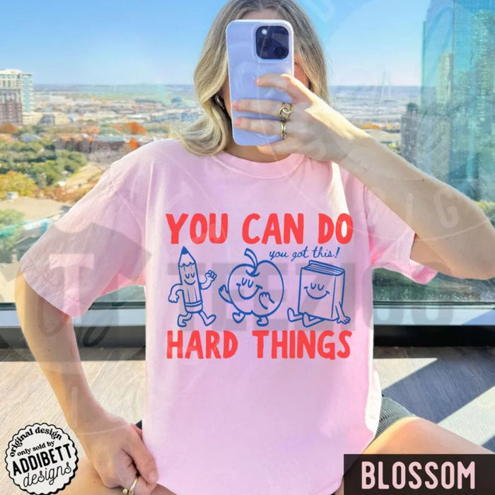 You Can Do Hard Things Comfort Colors Shirt – Cute Retro Doodles Teacher Tee