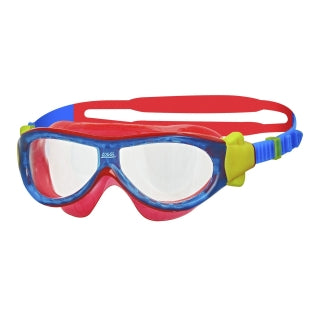 Blue Zoggs Phantom Kids Goggles showing adjustable straps and clear lens for young swimmers.
