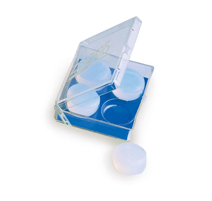 Blue Zoggs silicone ear plugs designed for comfortable ear protection and water resistance during swimming.